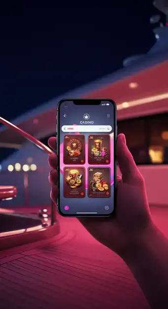 Interfaccia utente Winspark Casino su smartphone, con icone di giochi e banner del bonus di benvenuto